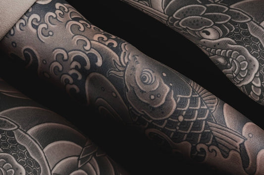 japanese tattoo motive in black and grey