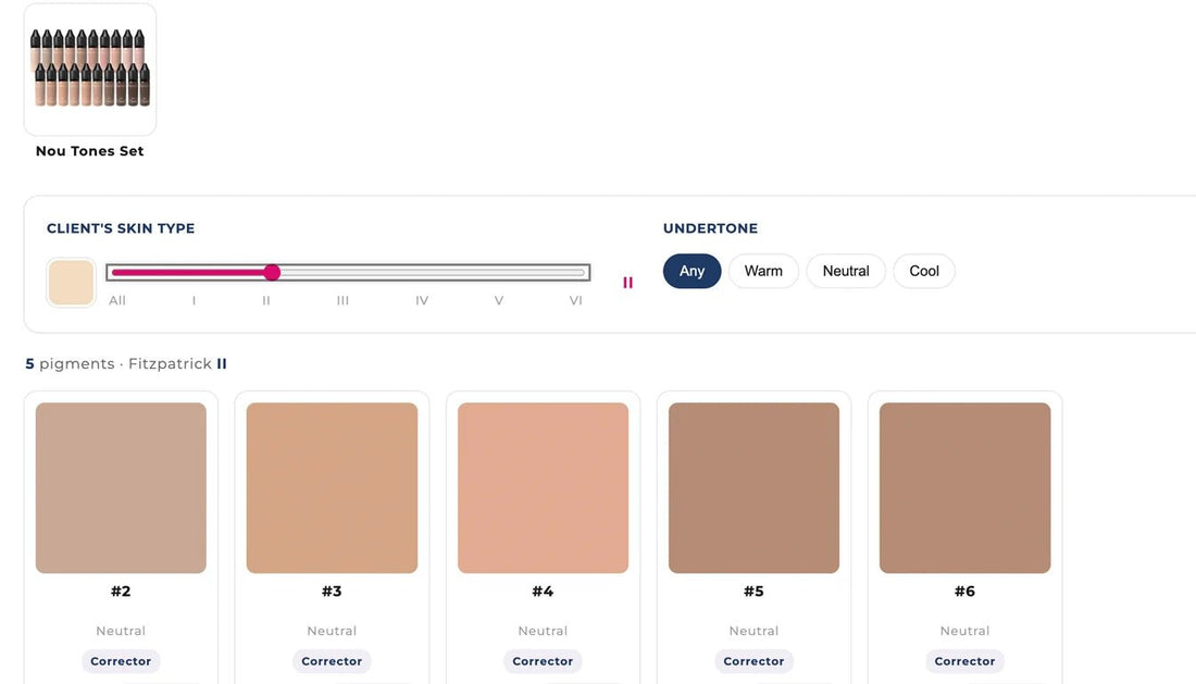 Adjusting the PMU ink to the specific skin tone using a color chart.