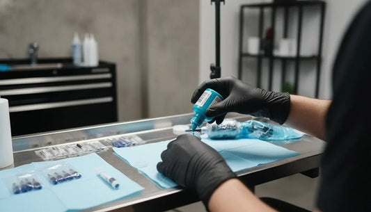 Sterile working practices when filling tattoo ink bottles