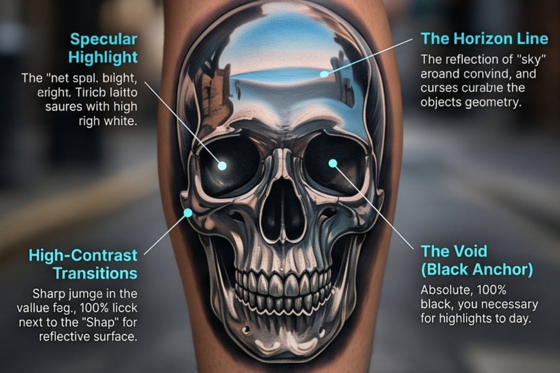 How to Tattoo Realistic Chrome and Metallic Textures: The Science of High-Contrast Realism