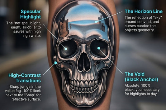 How to Tattoo Realistic Chrome and Metallic Textures: The Science of High-Contrast Realism