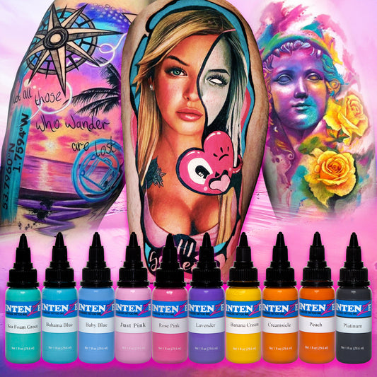 10 Pastel Color Tattoo Ink Set